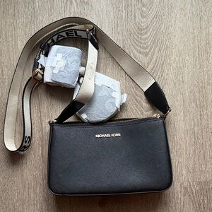 Michael Kors Black and Tan Crossbody Bag